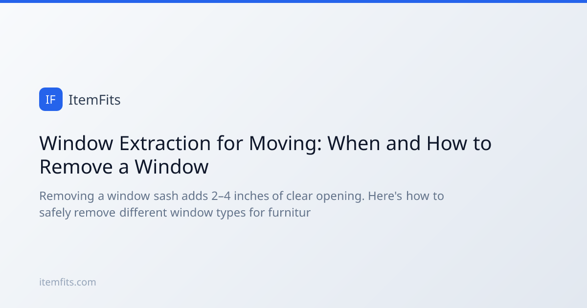 Window Extraction for Moving: When and How to Remove a Window | ItemFits