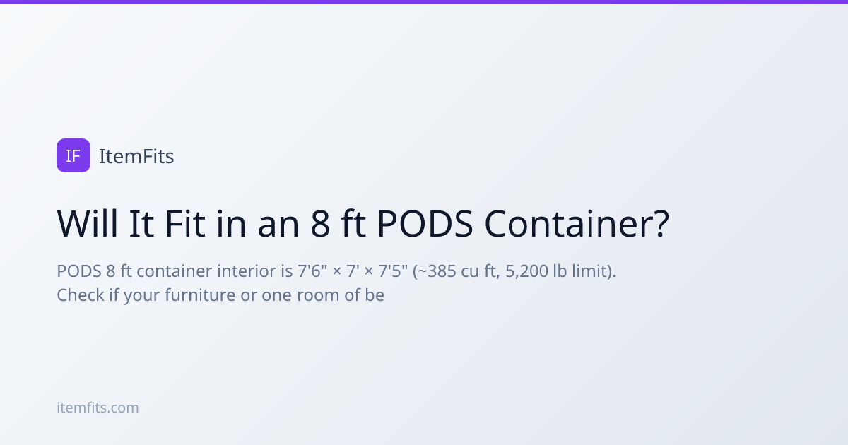 Will It Fit in an 8 ft PODS Container? Size Calculator | ItemFits