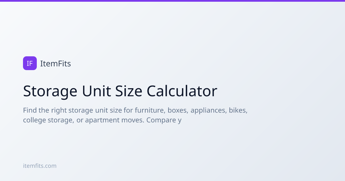 Storage Unit Size Calculator - What Size Unit Do I Need? | ItemFits